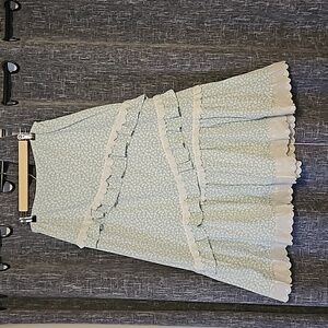 Pale green and white floral skirt